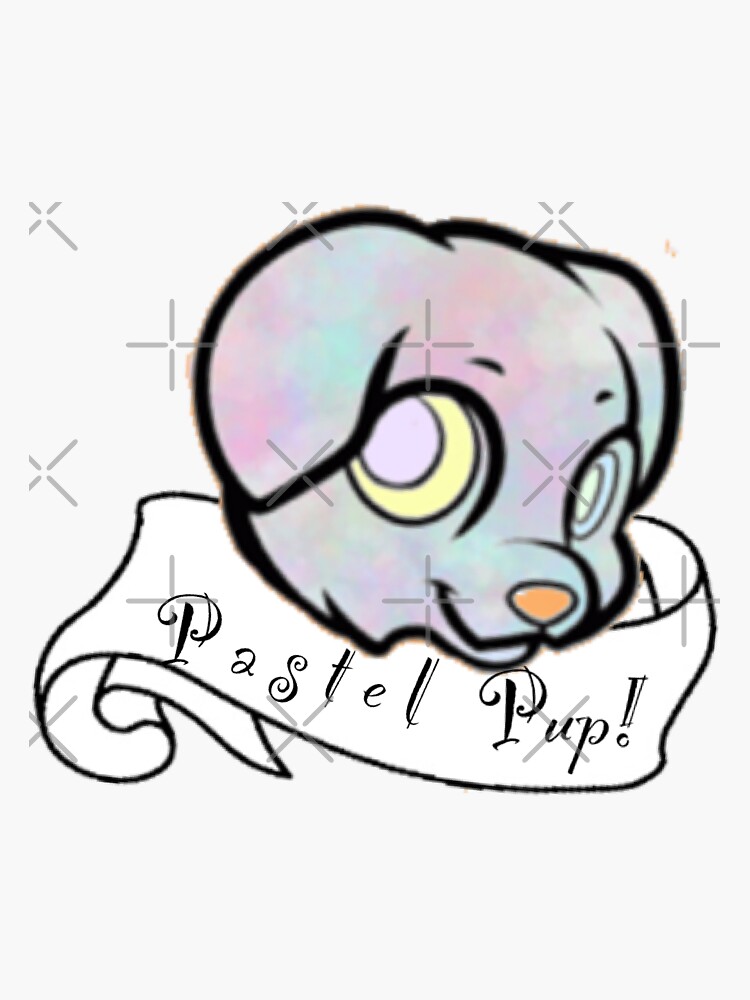 Pastel Pup Full Logo Sticker For Sale By Pastelblackbun Redbubble