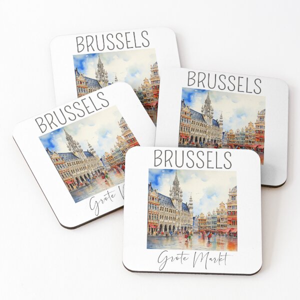 Artikelvorschau, Ein Aquarellentwurf des Grote Marktes in Brüssel - Belgien entworfen und verkauft von Sketch-Shack.