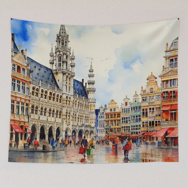 Item preview, A Watercolor Design of the Grote Markt in Brussels - Belgium designed and sold by Sketch-Shack.