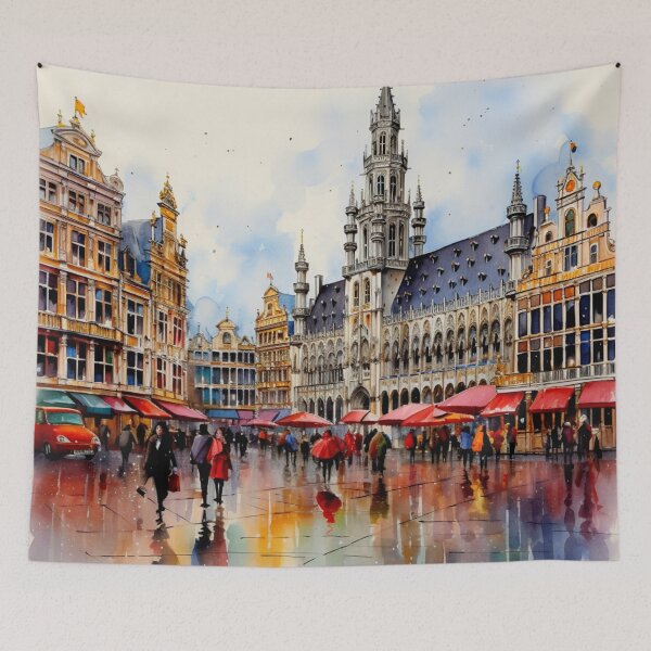 Item preview, A Watercolor Design of the Grote Markt in Brussels - Belgium designed and sold by Sketch-Shack.