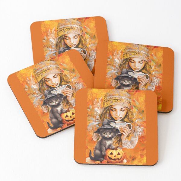 Item preview, AUTUMN A WARM DRINK AND HER KITTY IS PERFECTION designed and sold by Tammera.