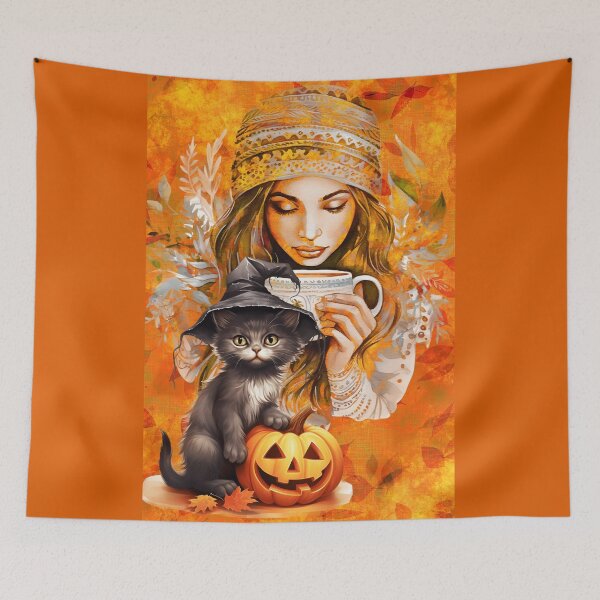 Item preview, AUTUMN A WARM DRINK AND HER KITTY IS PERFECTION designed and sold by Tammera.