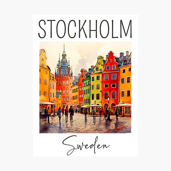 Item preview, A Watercolor Design of Stockholm - Sweden designed and sold by Sketch-Shack.