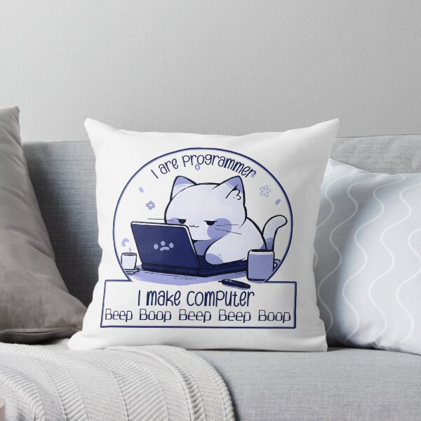 Item preview, I are programmer I make computer Beep Boop Beep Beep Boop (cute cat programmer blue) designed and sold by electricninja.