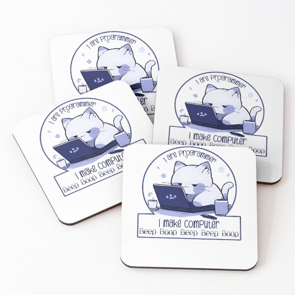 Item preview, I are programmer I make computer Beep Boop Beep Beep Boop (cute cat programmer blue) designed and sold by electricninja.