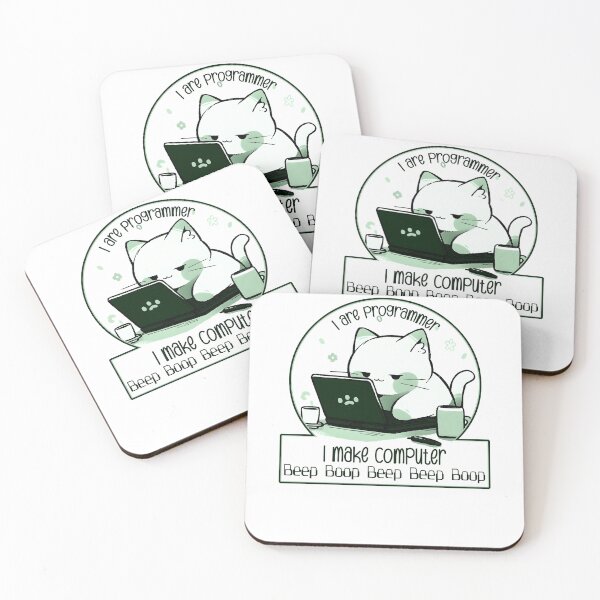 Item preview, I are programmer I make computer Beep Boop Beep Beep Boop (cute cat programmer green) designed and sold by electricninja.