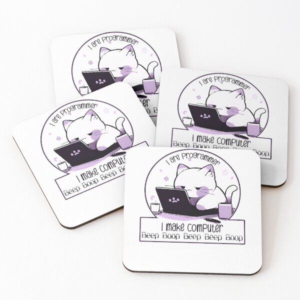 Item preview, I are programmer I make computer Beep Boop Beep Beep Boop (cute cat programmer purple) designed and sold by electricninja.