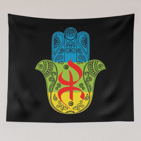Item preview, Amazigh Flag With Khamsa Patterns, Symbol of Freedom & Luck 	 		 designed and sold by xysmfyhmbiy54.