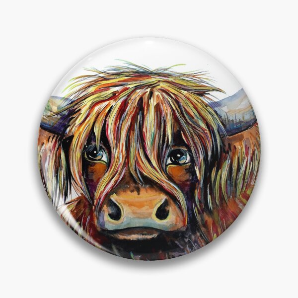 Item preview, Highland cow, edited watercolour painting by Marina Daniluka designed and sold by MariDaniArt.