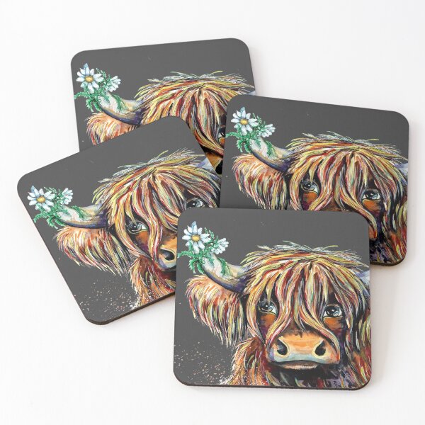 Item preview, Highland cow, edited watercolour painting by Marina Daniluka designed and sold by MariDaniArt.