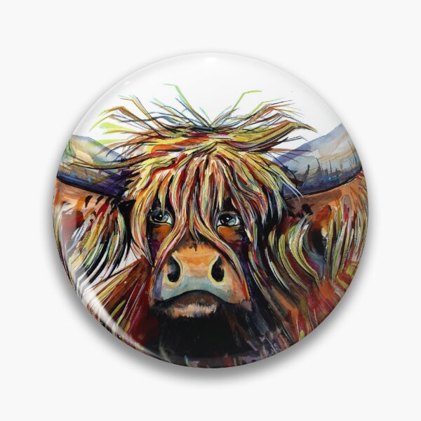 Item preview, Highland cow, edited watercolour painting by Marina Daniluka designed and sold by MariDaniArt.