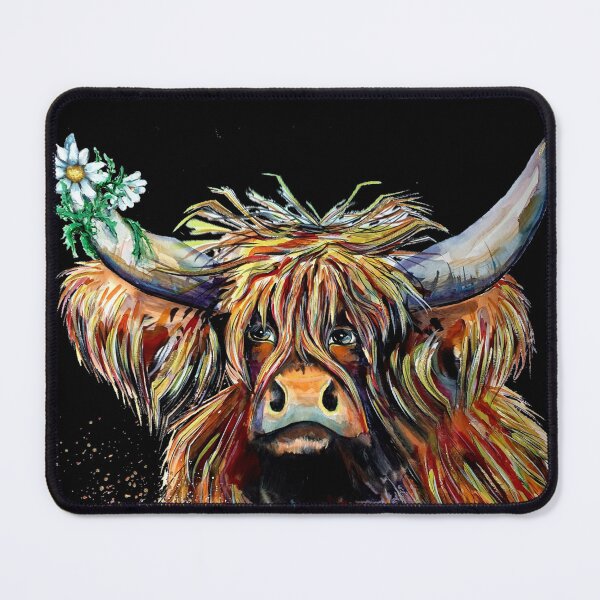 Item preview, Highland cow, edited watercolour painting by Marina Daniluka designed and sold by MariDaniArt.