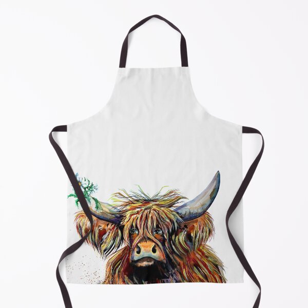 Item preview, Highland cow, edited watercolour painting by Marina Daniluka designed and sold by MariDaniArt.