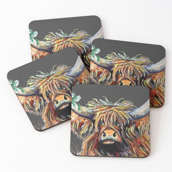 Item preview, Highland cow, edited watercolour painting by Marina Daniluka designed and sold by MariDaniArt.