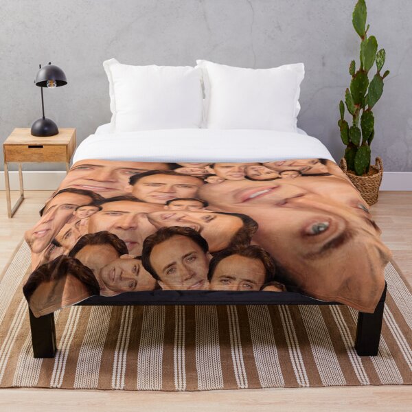 Nicolas Cage Collage Throw Blanket