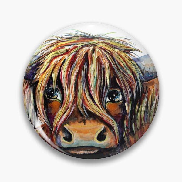 Item preview, Highland cow, edited watercolour painting by Marina Daniluka designed and sold by MariDaniArt.
