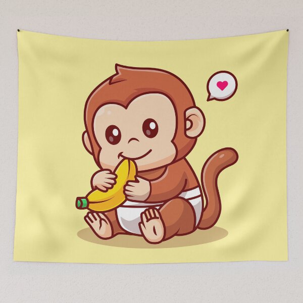 Item preview, Cute Baby Monkey Hugging Banana designed and sold by hjian8219.