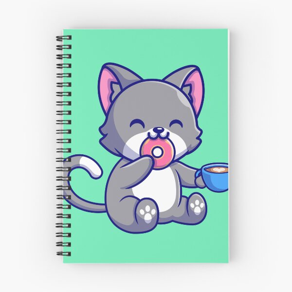 Item preview,  Cute Cat Enjoying Donut and Coffee Cartoon Icon designed and sold by hjian8219.