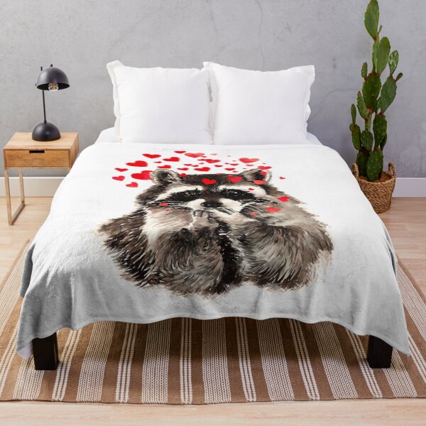 Item preview, Cute Watercolor Raccoon Blowing Kisses Hearts designed and sold by heopsqmmmr93.