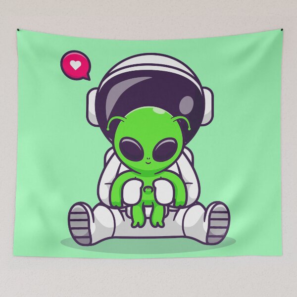 Item preview, Cute Astronaut with Baby Alien Cartoon Vector Icon designed and sold by hjian8219.