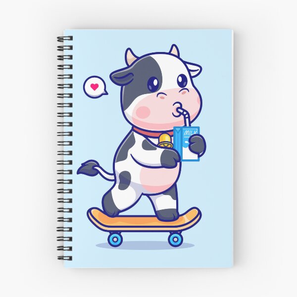 Item preview, Cute Cow Skateboarding with a Milk Carton Cartoon Vector Icon designed and sold by hjian8219.