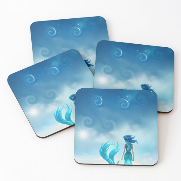 Item preview, Blue Hair Mermaid Minimalist Mermaid at the Beach - AI Art 2 of 4 designed and sold by Beachy.