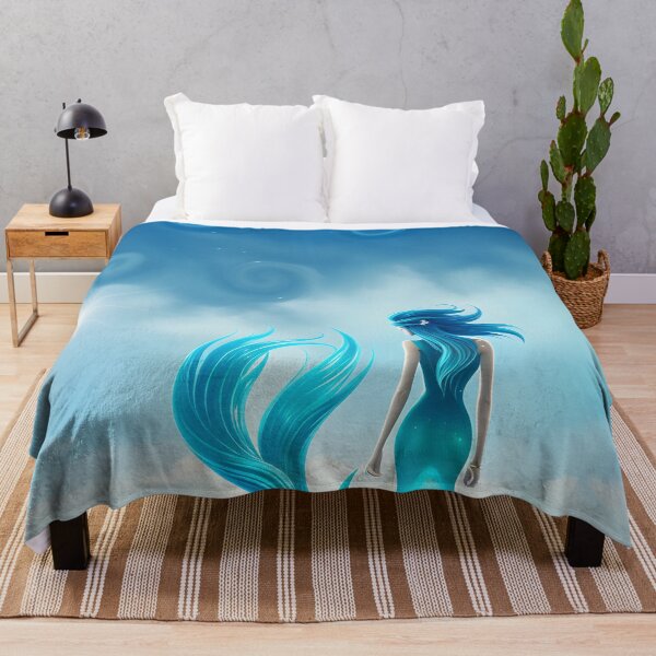 Item preview, Blue Hair Mermaid Minimalist Mermaid at the Beach - AI Art 2 of 4 designed and sold by Beachy.