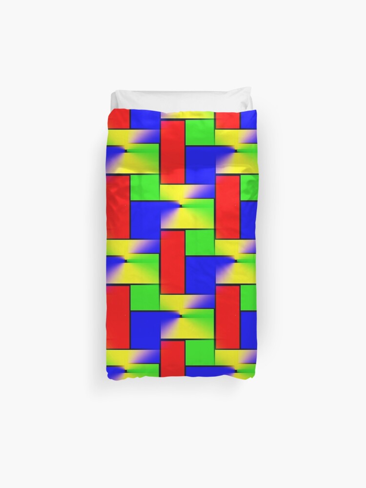 Colorful Rectangles Red Blue Green And Yellow Duvet Cover By