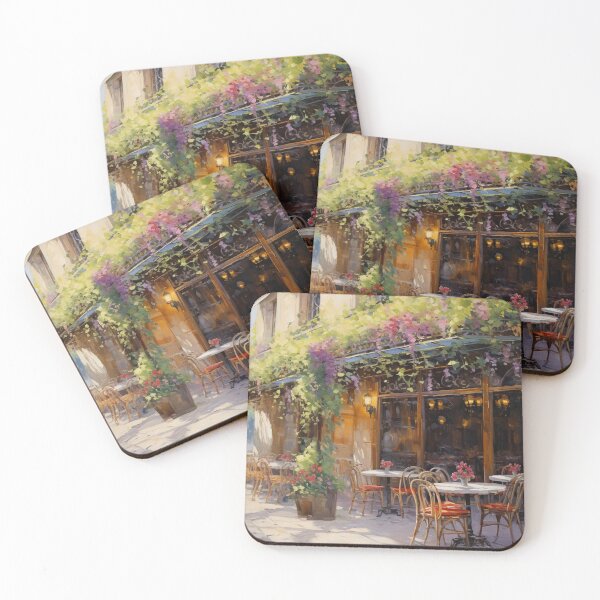 Item preview, Restaurant Terace Oil Painting designed and sold by AerinDigital.