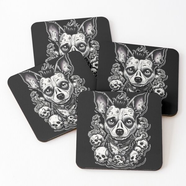 Item preview, Black and White Weird Funny Cartoon Spooky Dog Tattoo designed and sold by Cesar Caligula.