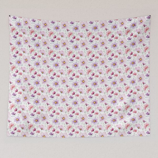 Item preview, purple and pink cosmos flower water color designed and sold by Kpinnil.