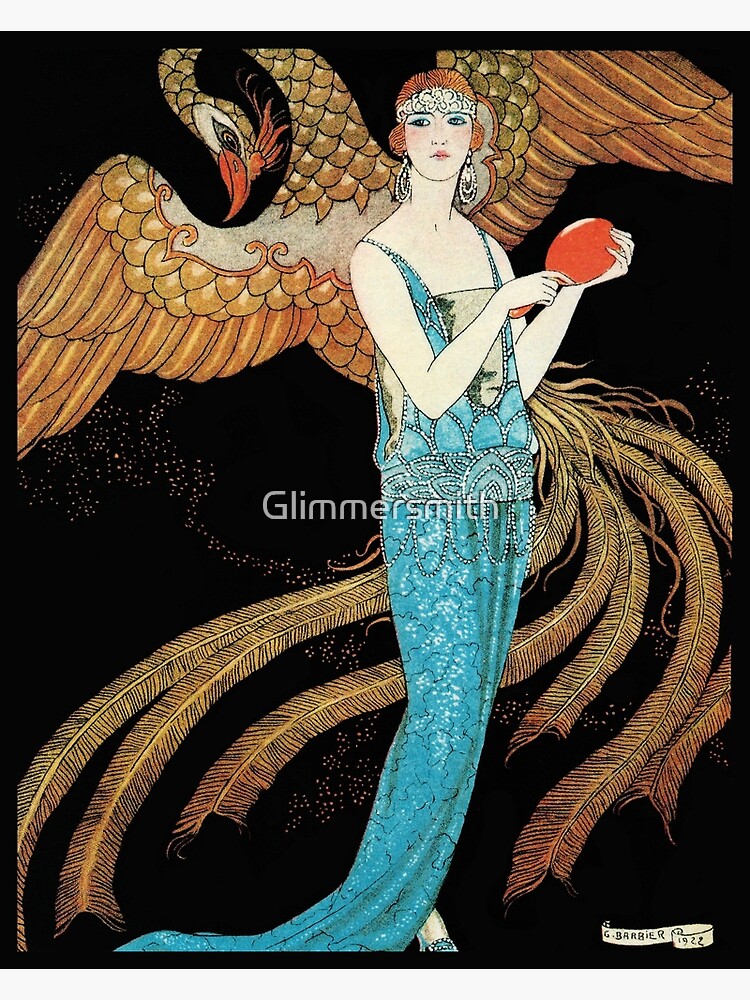 Phoenix Flapper In A Blue Dress Vintage Art Deco Fashion Greeting Card By Glimmersmith Redbubble