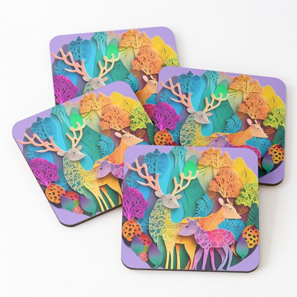 Item preview, Rainbow Deer Family in Rainbow Forest designed and sold by ToadsWorkshop.
