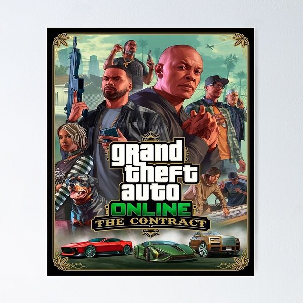 Grand Theft Auto V Poster 2 Sided GTA Franklin Clinton Officer Vasquez  Lacey Jon