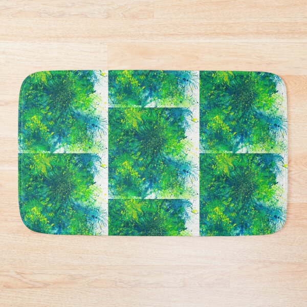 Item preview, Sacred Token From The Emerald Tablet #610 Original Hand-painted Abstract Painting Detail 3 In Teal Blue Green Yellow Earth Tones Inspired By Gaia Mother Nature Spring Summer Rain Forest Aquatic Plants designed and sold by Rainbow Artist Orlando L.