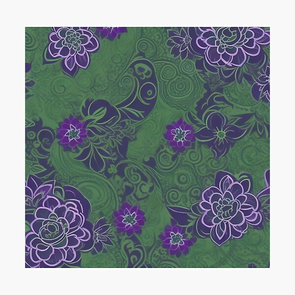 Item preview, Verdant Symphony: Elegance in Green and Purple designed and sold by FemmeFlair.