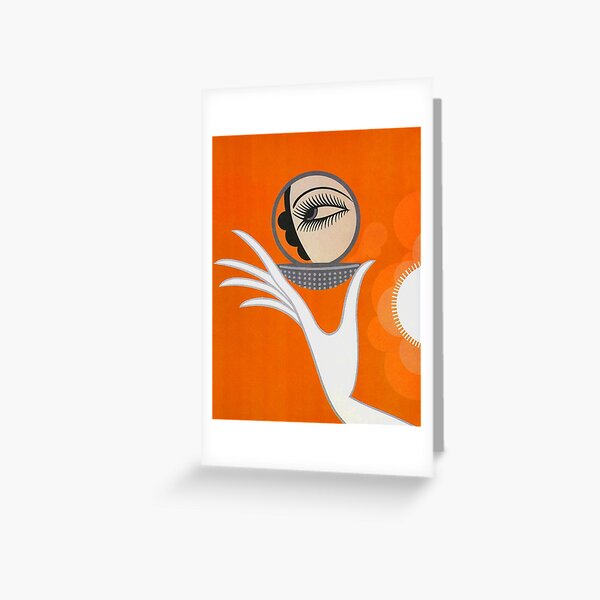 Vintage Art Deco cute makeup fashion art Greeting Card