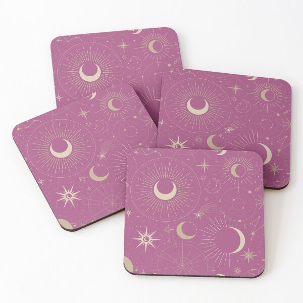 Item preview, Dark Pink And Gold Moon And Stars Pattern designed and sold by Enchantea.