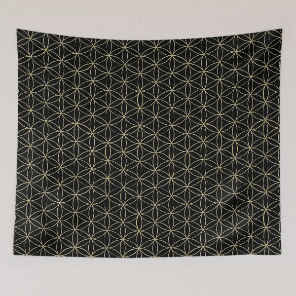 Artikelvorschau, Flower of Life Linocut Pattern - Coal + Gold entworfen und verkauft von Irene Estelle.