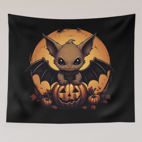 Item preview, Adorable Halloween Bat on a Pumpkin designed and sold by InkedBeasts.
