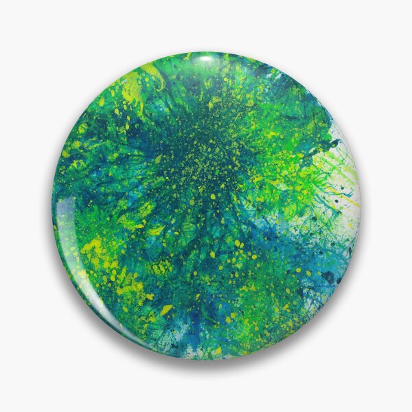 Item preview, Sacred Token From The Emerald Tablet #610 Original Hand-painted Abstract Painting Detail 3 In Teal Blue Green Yellow Earth Tones Inspired By Gaia Mother Nature Spring Summer Rain Forest Aquatic Plants designed and sold by Rainbow Artist Orlando L.