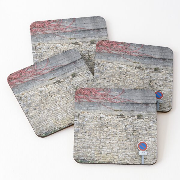 Item preview, Red Leaves Climbing on Grey Wall designed and sold by ZetaPlan.