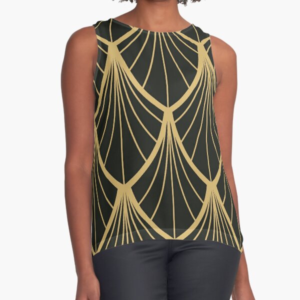 BLACK AND GOLD FAN Sequin Women Top