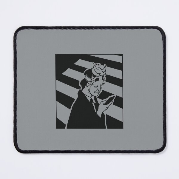 Item preview, Japanese Noh mask in modern urban environment in black ink designed and sold by martodesign.