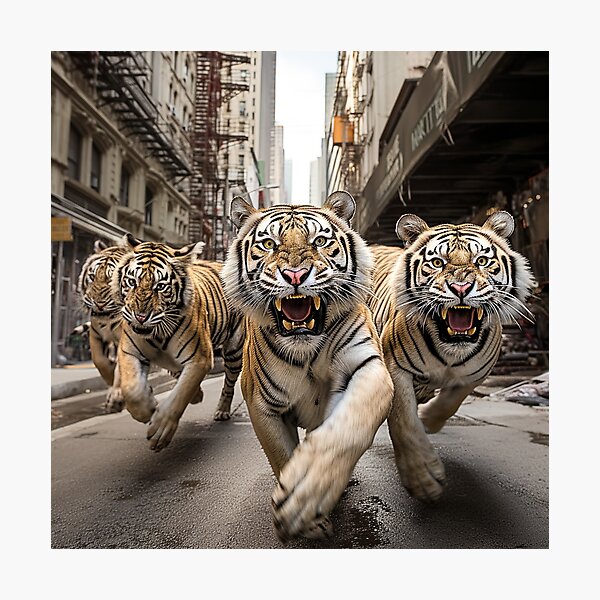 Item preview, Tigers Running through Manhattan designed and sold by Elisabeth Lucas.