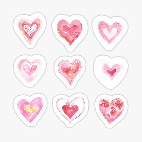 Watercolor Hearts Set, Watercolor Texture Sticker for Sale by  graphic-genie