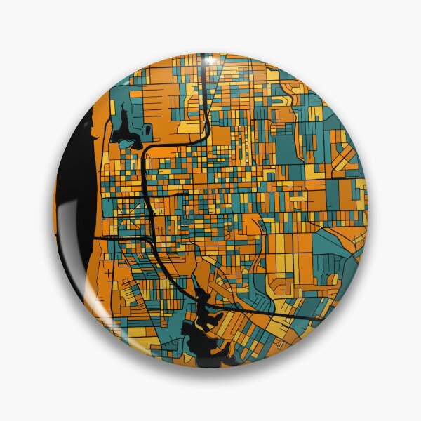 Item preview, Baton Rouge Map Pattern in Orange & Teal designed and sold by PatternMaps.