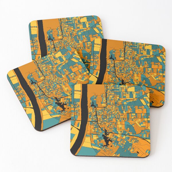 Item preview, Baton Rouge Map Pattern in Orange & Teal designed and sold by PatternMaps.