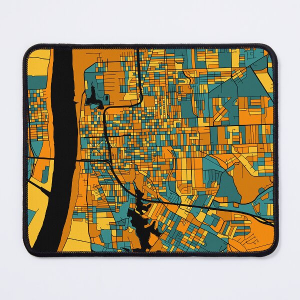 Item preview, Baton Rouge Map Pattern in Orange & Teal designed and sold by PatternMaps.