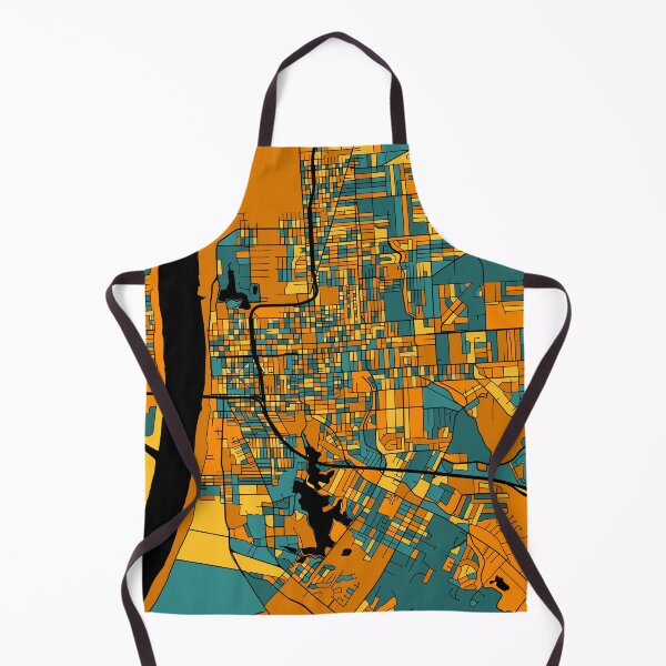 Aperçu de l'œuvre Modèle de carte de Baton Rouge en orange et sarcelle créée et vendue par PatternMaps.